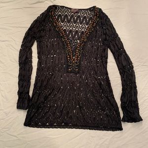 Hale Bob Long Sleeve Lace Top